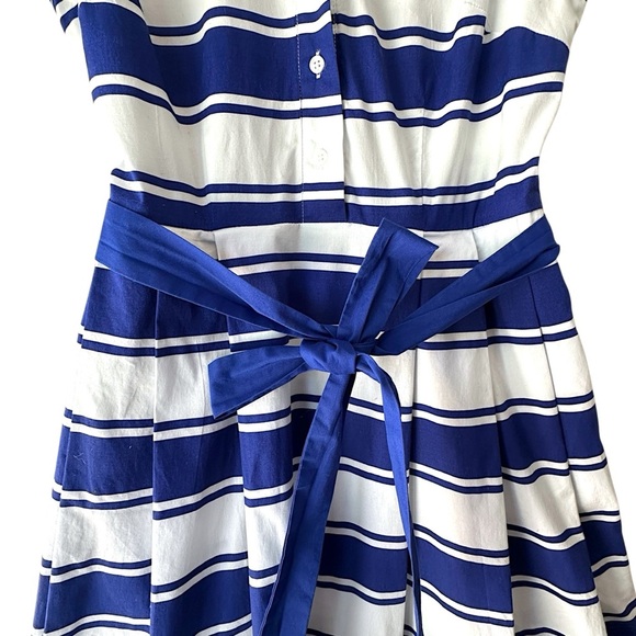 NWT | MILLY BLUE & WHITE STRIPE SLEEVELESS COTTON SHIRT DRESS POCKETS | SIZE: 8 - Picture 4 of 11
